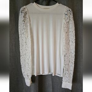 Elie Tahari Hamani Lace Long Sleeve Blouse White Women's size XS